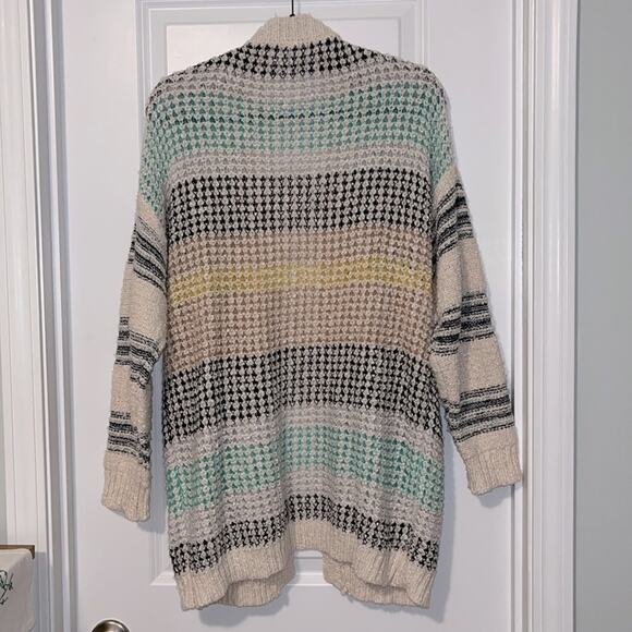 Jardin by Macris Oversized Striped Open Front Boho Cardigan Sweater - Picture 7 of 9